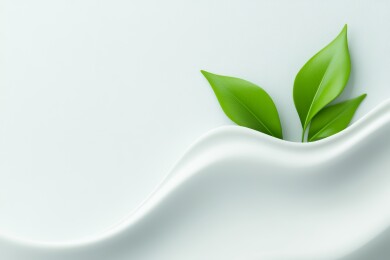 绿叶白丝绸背景图