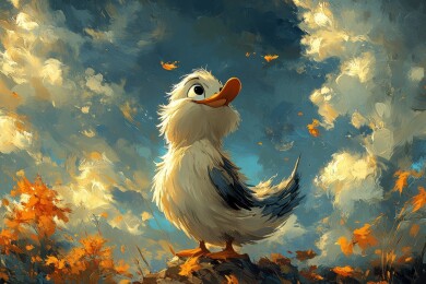 秋日小鸭望天空