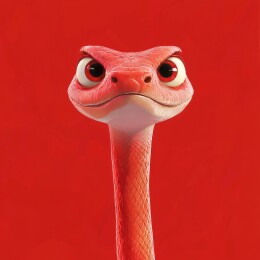 红色背景的卡通蛇头