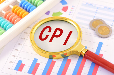 金融办公用品上的放大镜印着字母CPI