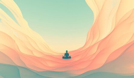 一个人正在打坐参禅插画