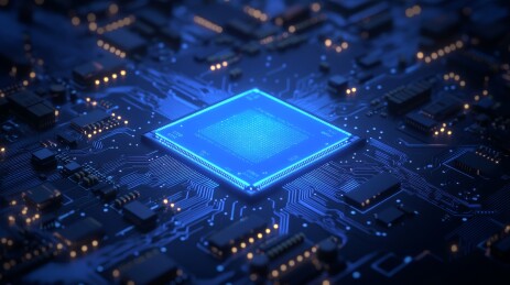 蓝色电路板上的处理器