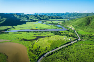 四川阿坝州红原县草原湿地自然风光航拍
