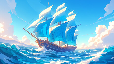 行驶在大海上的帆船