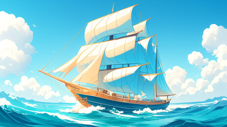 行驶在大海上的帆船