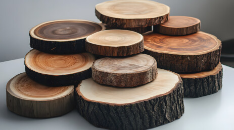 木质圆形切片堆叠展示
