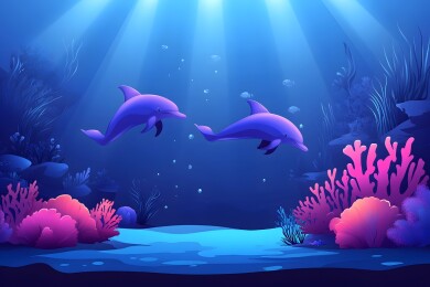 水族馆隧道中的游弋海豚