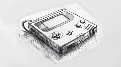 铅笔手绘掌中游戏机