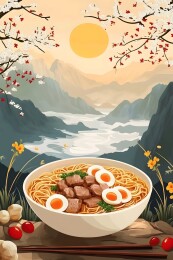 兰州拉面碗中的清澈牛肉汤与筋道面条