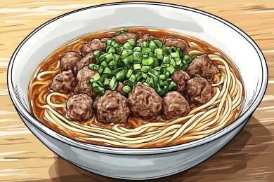 兰州拉面碗中的清澈牛肉汤与筋道面条