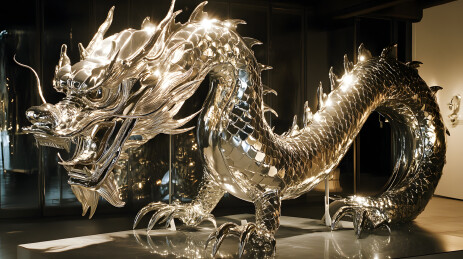 闪耀金属龙雕塑艺术品