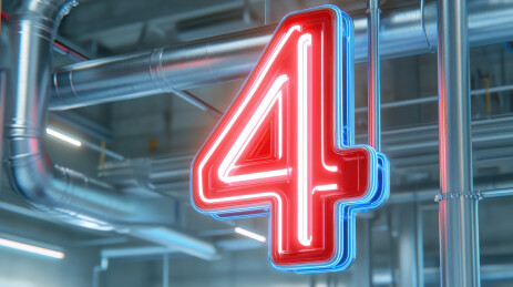 工业背景下的霓虹灯数字4