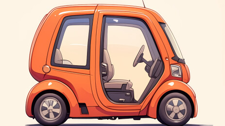 小巧可爱的橙色电动车