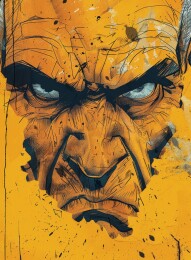 黄色背景和一个男人脸部的特写