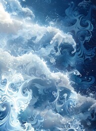 蓝白相间的波浪