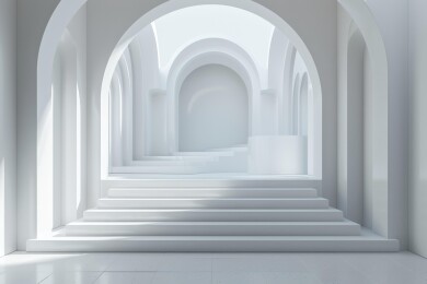 白色简约拱形楼梯建筑空间