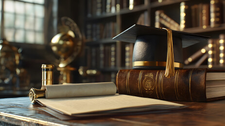 毕业典礼学位帽老书卷摆设