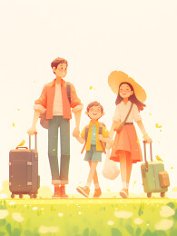 家庭旅行极简插画 旅游主题