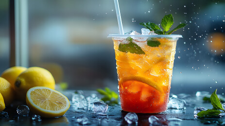 清爽冰茶柠檬薄荷夏日饮品