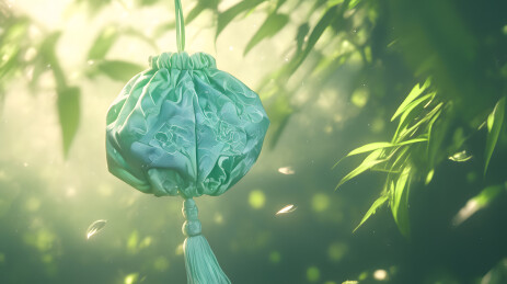 轻柔绿意古风香囊