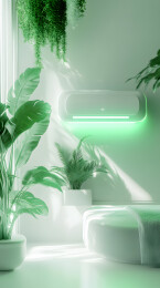 绿植环绕的现代简约空调空间