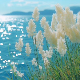 清新河边茅草壁纸