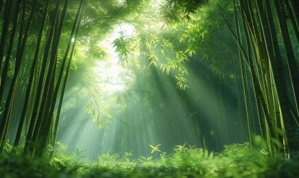 绿意竹林翠绿竹叶清新宁静自然背景