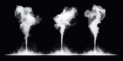 三股蒸汽上升的黑白图像