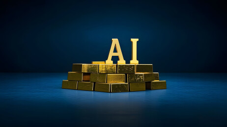 金条光芒中绽放的 AI 财富意象
