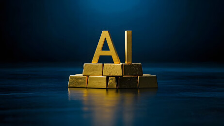 金条光芒中绽放的 AI 财富意象