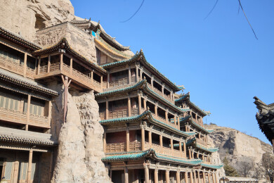 山西大同云冈石窟景点的佛像