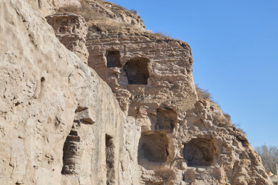 山西大同云冈石窟景点的佛像