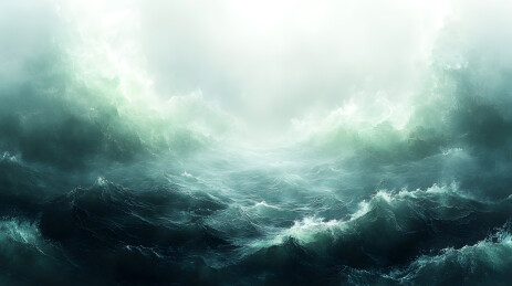 汹涌澎湃的暴风雨大洋