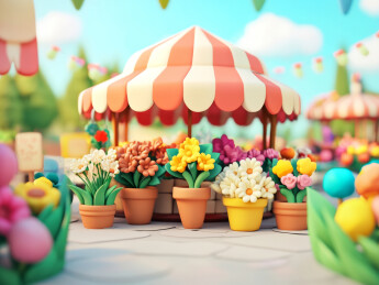 花店市场摊位展示