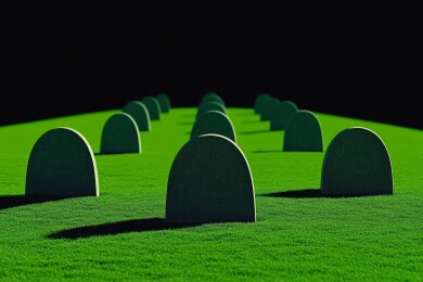 绿草地上的墓碑
