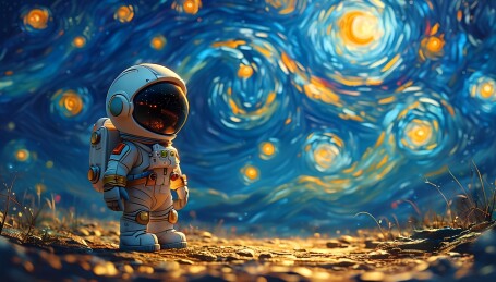 抽象艺术梦幻星夜宇航员