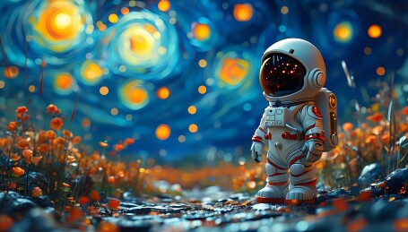抽象艺术梦幻星夜宇航员