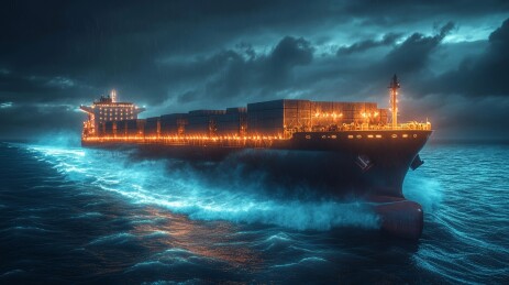 巨轮乘风破浪的雄伟姿态