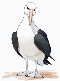 黑白相间的海鸟站立