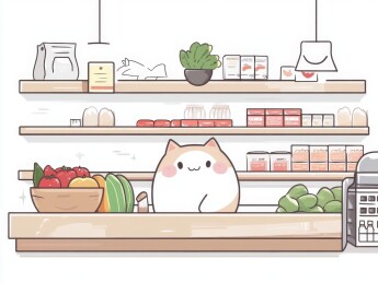可爱的猫咪在杂货店