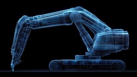 挖掘机3D线框图