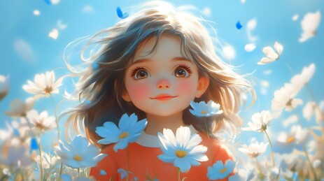 春日少女与花海