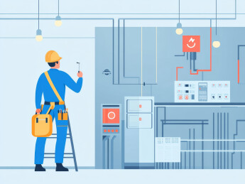 电工在配电室工作