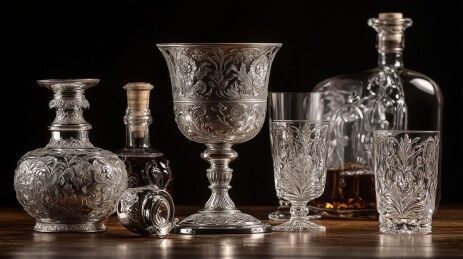 奢华水晶酒具摆设