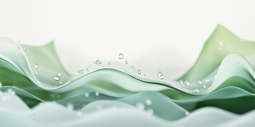 清新明亮水面涟漪上漂浮的荷叶荷花3D插画