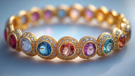 彩色宝石金手镯