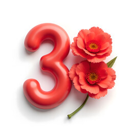 妇女节立体3.8数字白底元素