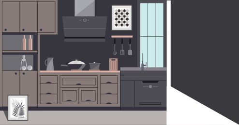 扁平厨房浴室电器家装插画