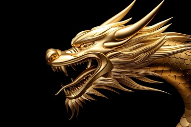 金色龙首侧身像