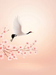 红鹤飞翔樱花树